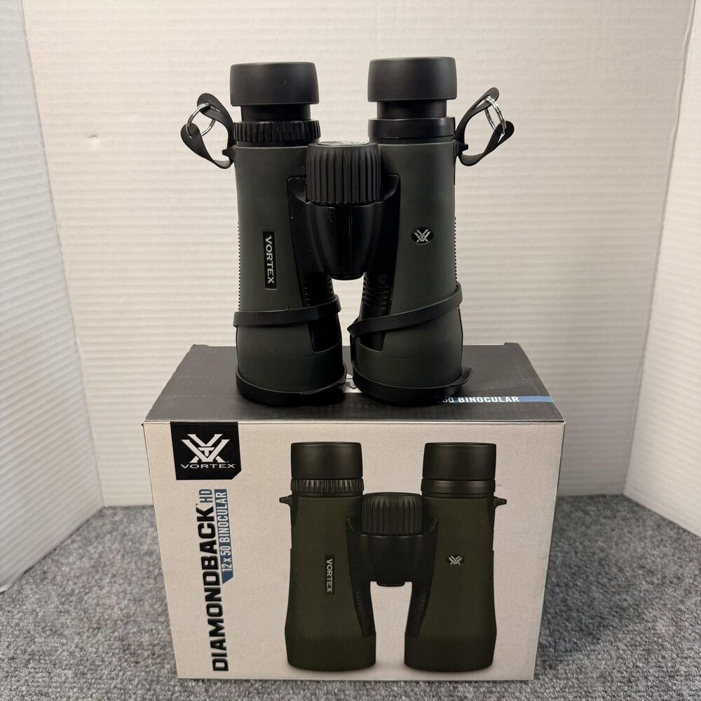 Vortex Diamondback HD 12x50 Binoculars Green DB-217 With Box Lens Caps Birding